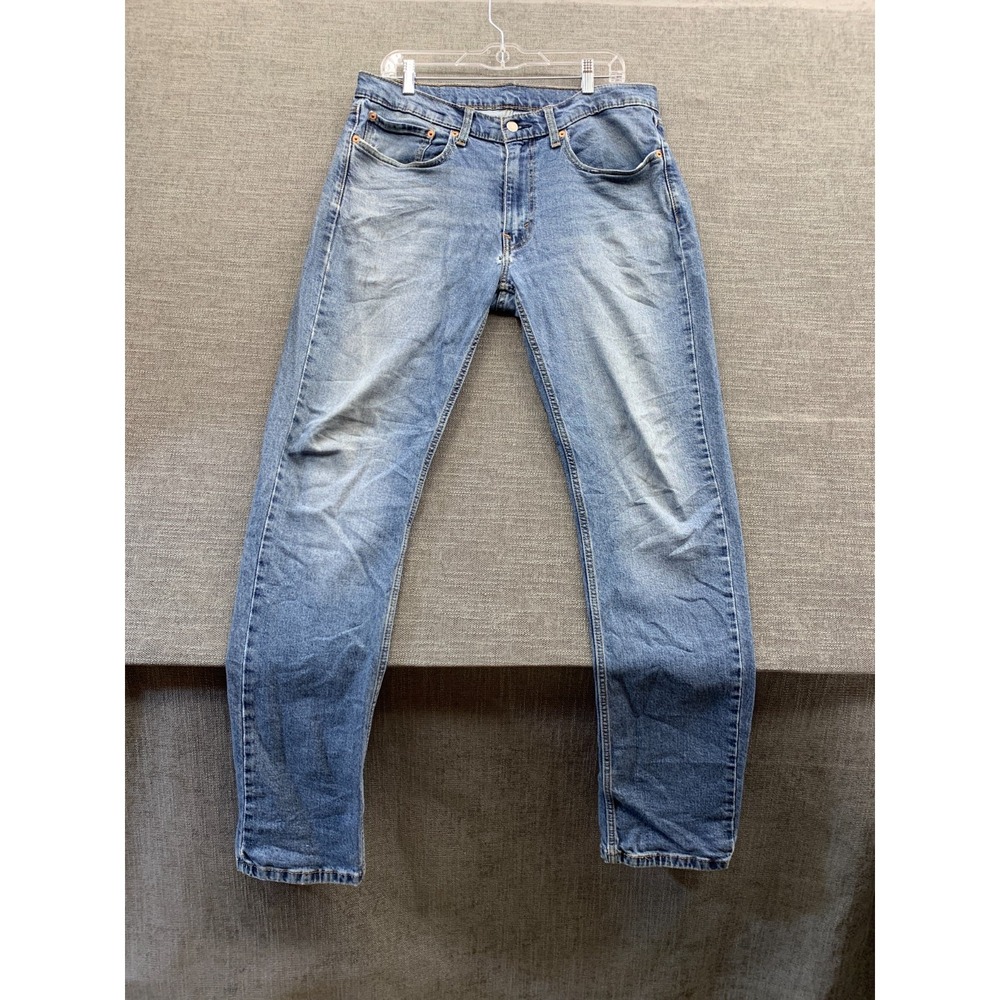 Levis 514 Straight Fit Jeans Mens 34x34 Blue Whiskered Denim Cotton Medium Wash